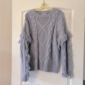 &Merci Sweater Lavender Long Sleeves with Fringe detail   Medium
